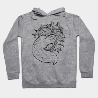 Scary Tongue Monster Horror Black Lineart Hoodie